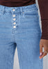 Medium Blue Trendy Wide Leg Jeans for women  Chic High Waisted Stretchy Button Front Denim Pants