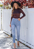 Seaside Blue Washed Women's Stretch Slim Jeans High Waist Versatile Fashion Jeans Trousers Jeans