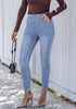 Seaside Blue Washed Women's Stretch Slim Jeans High Waist Versatile Fashion Jeans Trousers Jeans