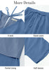 Blue Gray Women's 2 Pieces Outfits Faux Wrap Crop Top Elastic High Waisted Wide Leg Pants