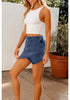 Atlantic Blue Women's Denim High Waisted Shorts Skort Stretch Asymmetrical Wrap Skirt