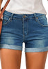 Vintage Medium BlueWomen's High Waisted Rolled Hem Distressed Jeans Ripped Denim Shorts