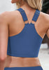 Gray Blue Women's Adjustable Strap Crop Racer Back Bikini Top Swimsuit