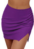 Purple Women's High Waisted Swim Pants Ruched Side Split Beach Skort