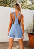 Breezy Blue Women's Adjustable Denim Overall Short Sleeveless Stretch Women's Jumpsuits Rompers Dungarees Jeans