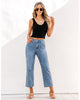 Lakeside Blue Women's High Waisted Straight Leg Jeans Kick Flare Denim Long Pants