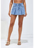 Cool Blue Women's High Waisted Denim Shorts Button Front Casual Denim Skorts With Pocket