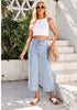 Vintage Light Wash Women's High Waist Denim Wide Legs Jeans Pants With Front pockets