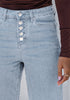 Lennox Blue Trendy Wide Leg Jeans for women  Chic High Waisted Stretchy Button Front Denim Pants