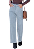 Lennox Blue Trendy Wide Leg Jeans for women  Chic High Waisted Stretchy Button Front Denim Pants