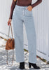 Lennox Blue Trendy Wide Leg Jeans for women  Chic High Waisted Stretchy Button Front Denim Pants