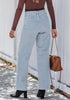 Lennox Blue Trendy Wide Leg Jeans for women  Chic High Waisted Stretchy Button Front Denim Pants