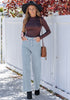 Lennox Blue Trendy Wide Leg Jeans for women  Chic High Waisted Stretchy Button Front Denim Pants