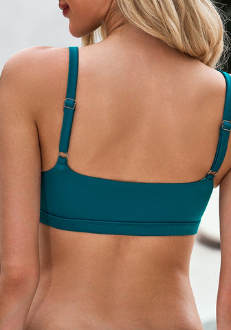 Lake Green Women's Crop Racerback Bikini Top with Adjustable Strap