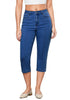 Medium Blue Women's Casual  Denim  Slim Capri Jeans Fashion Clothing