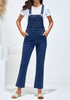Nightfall Blue  Women's Casual Adjustable Strap fit Jumpsuit with Pocket Jeans Trouse