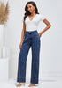Nightfall Blue  Women's Casual Adjustable Strap fit Jumpsuit with Pocket Jeans Trouse