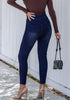 Darkness Blue Washed Women's Stretch Slim Jeans High Waist Versatile Fashion Jeans Trousers Jeans