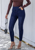 Darkness Blue Washed Women's Stretch Slim Jeans High Waist Versatile Fashion Jeans Trousers Jeans