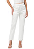 Cream White Women's High Rise Pull-On Denim Pants Straight Casual Jeans