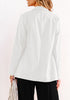 Cream White Women's Business Casual Pocket Notched Lapels Blazer Long Rolled Up Sleeve Blazer