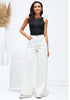 Ivory White Women's High Waisted Denim Jeans Wide Leg Baggy Denim Pants