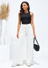 Ivory White Women's High Waisted Denim Jeans Wide Leg Baggy Denim Pants
