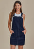 Midnight Blue Side Pockets Overall Denim Pinafore Dress