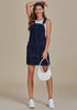 Midnight Blue Side Pockets Overall Denim Pinafore Dress