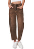 Root Beer Women's Cropped Denim High Waisted Jeans Pull On Straight Leg Stretch Barrel Jeans