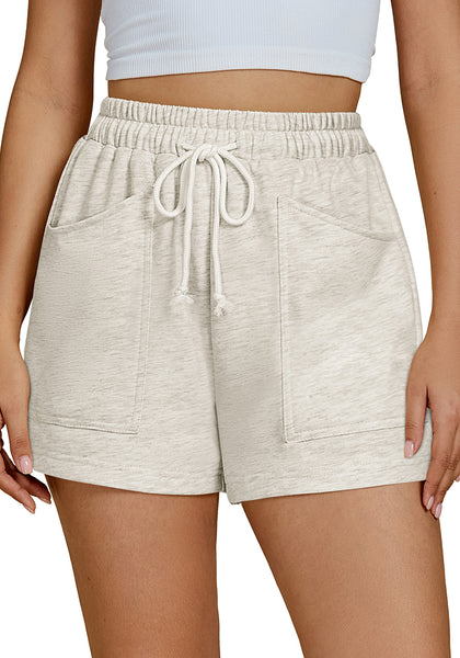 Light Heather Grey For Women's Athletic Drawstring Gym Jogger Relaxed Fit Shorts