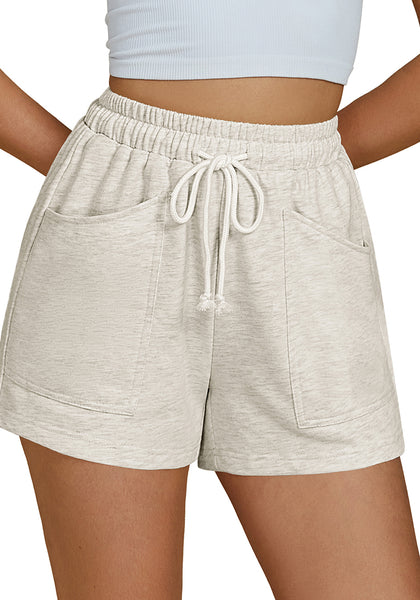 Light Heather Grey For Women's Athletic Drawstring Gym Jogger Relaxed Fit Shorts