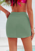 Army Green Women's High Waisted Drawstring Partially Lined Swimwear Skirts