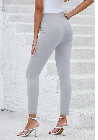 Light Gray Women's Business Casual High Waisted Skinny Straight Leg Stretch Trouser Pants