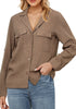Coco Mocha Women's Button-Down Solid Color Tops Loose Long Sleeve Casual Work Blouses
