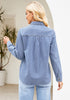 2025 Soft Sky Blue Denim Shirt For Women's Rugged Shirt Cotton Soft Two Pocket Button Front Long Sleeve Blouse Top