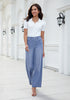 Reef Blue for Women's Effortlessly Stylish High Waisted Wide Leg  Pull-On Stretchy Jean Pants with Functional Pockets