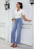 Reef Blue for Women's Effortlessly Stylish High Waisted Wide Leg  Pull-On Stretchy Jean Pants with Functional Pockets