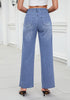 Reef Blue for Women's Effortlessly Stylish High Waisted Wide Leg  Pull-On Stretchy Jean Pants with Functional Pockets
