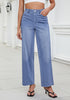 Reef Blue for Women's Effortlessly Stylish High Waisted Wide Leg  Pull-On Stretchy Jean Pants with Functional Pockets