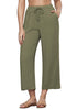 Army Green Women's Brief High Waist Trousers Elastic Waist Wide Leg Pants