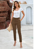 Toffee Brown Women's Business Casual High Waisted Skinny Straight Leg Stretch Trouser Pants