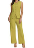 Cress Green Women's Sleeveless Wide Leg Vest Blazer Pant Set