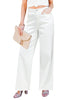 Ivory White Women's High Waisted Denim Jeans Wide Leg Baggy Denim Pants