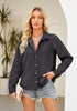 Vintage Black Denim Shirt For Women Button Front Blouse Broken-in  Business Casual Lightweight Long Shirt Sleeve