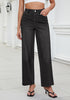 Black for Women's Effortlessly Stylish High Waisted Wide Leg  Pull-On Stretchy Jean Pants with Functional Pockets