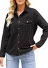 2025 Washed Black Denim Shirt For Women's Rugged Shirt Cotton Soft Two Pocket Button Front Long Sleeve Blouse Top