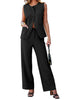 Black Women's Sleeveless Wide Leg Vest Blazer Pant Set