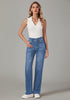Lapis Longing Women's Flare Full Length High Rise Denim Relaxed Fit Wide Leg Jeans