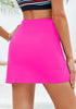 Neon Pink Women's High Waisted One Piece Partially Lined Swimwear Skirts Swimwear Bottom